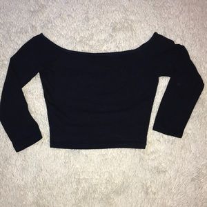 Hollister Long Sleeve Crop Top Navy Blue